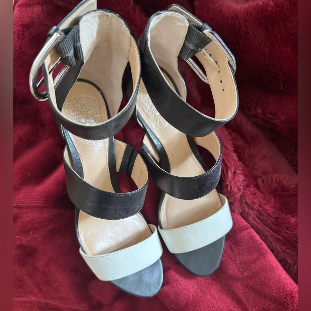 Vince Camuto black and white heels